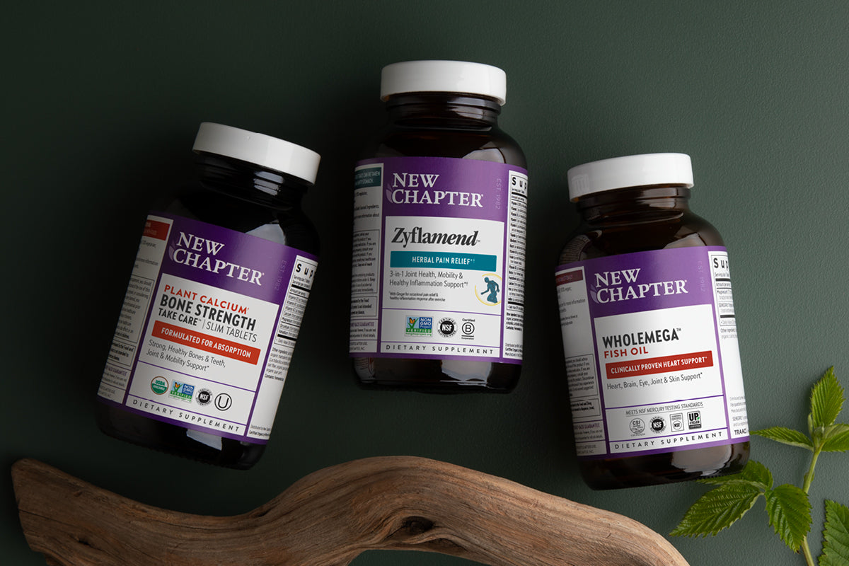 New Chapter Bone Strength, New Chapter Zyflamend & New Chapter Wholemega Fish Oil