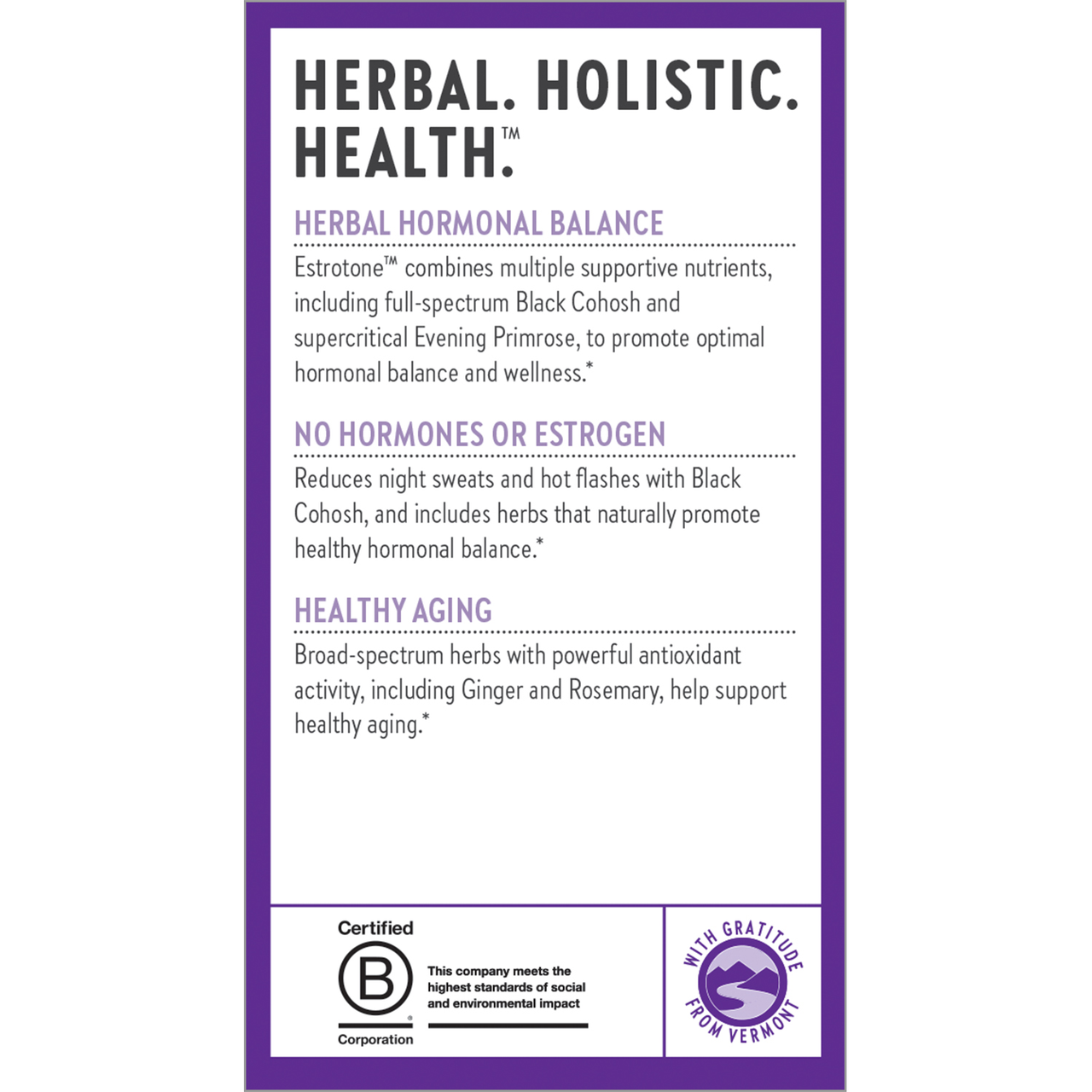 Herbal Hormonal balance, no hormones or estrogen, healthy aging
