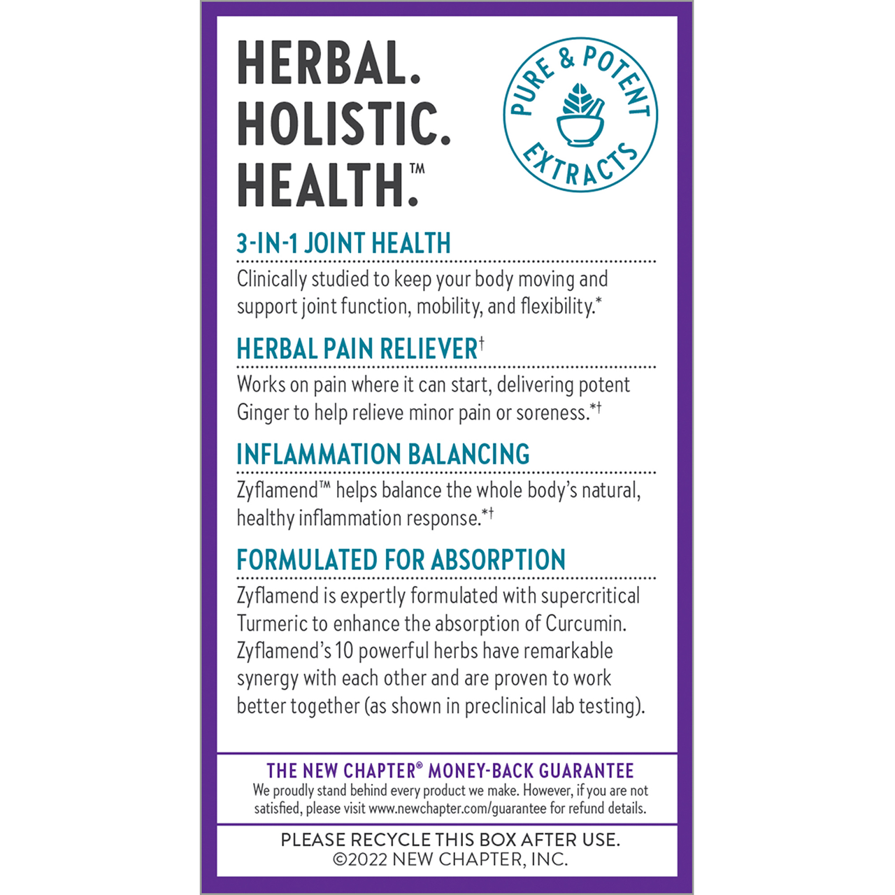 3-in-1 joint health. herbal pain reliever, inflammation balancing, formulated for absorption