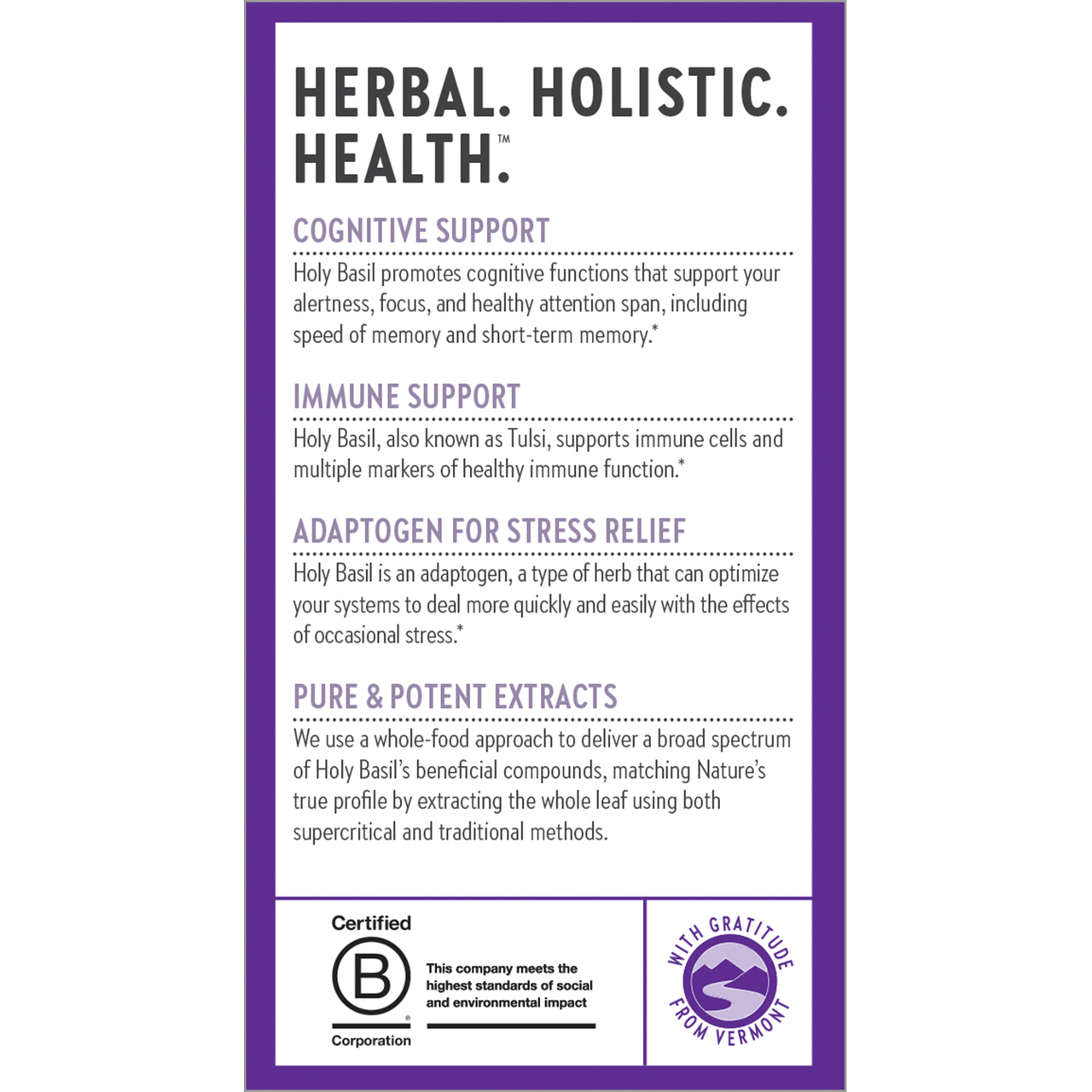 Cognitive support, immune support, adaptogen for stress relief, pure & potent extracts