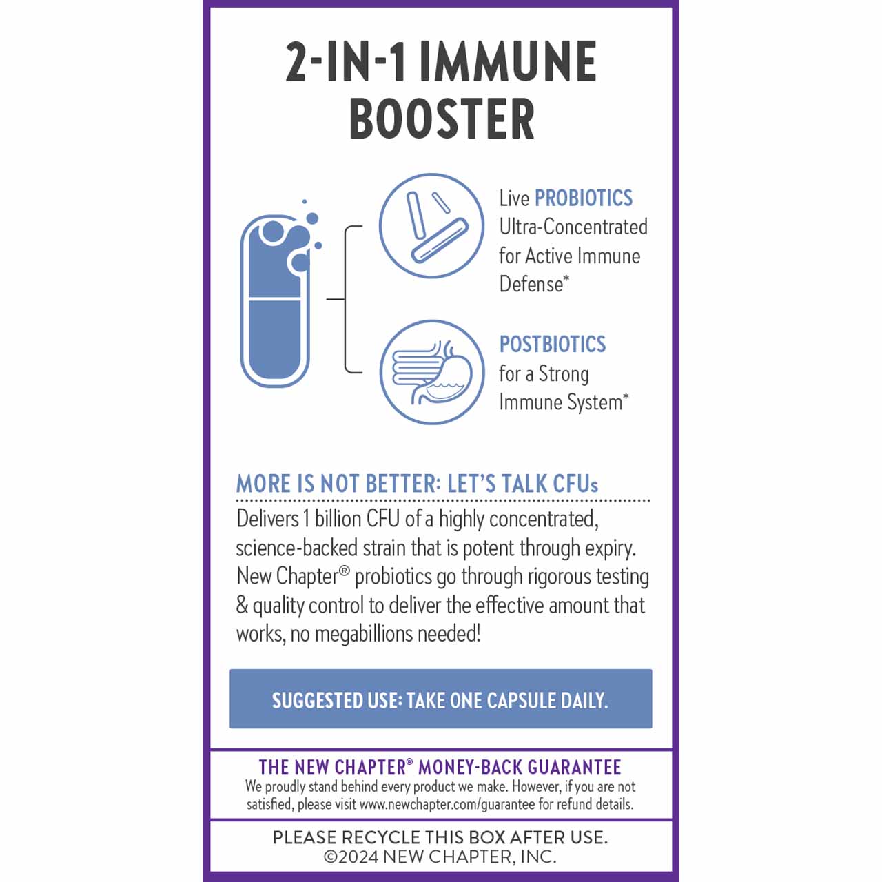 2-In-1 Immune Booster. Live Probiotics Ultra-Concentrated for Active Immune Defense* Postbiotics for a Strong Immune System. More is Not Better: Let's Talk CFUs