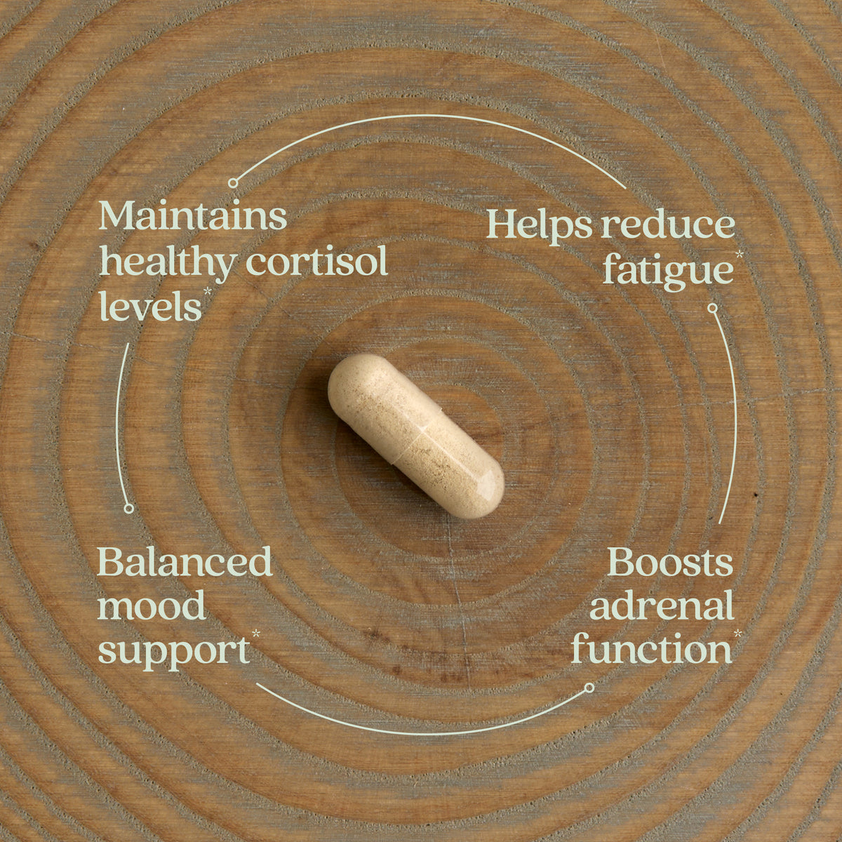 Maintains healthy cortisol levels*, helps reduce fatigue*, balanced mood support*, boosts adrenal function*