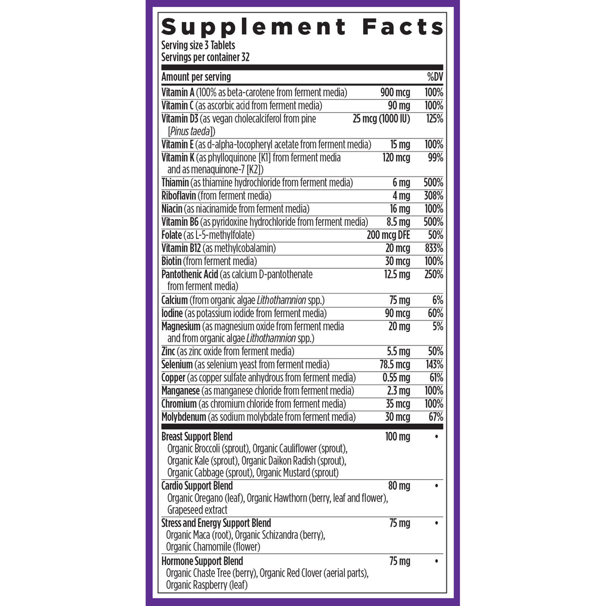 Supplement Facts Panel