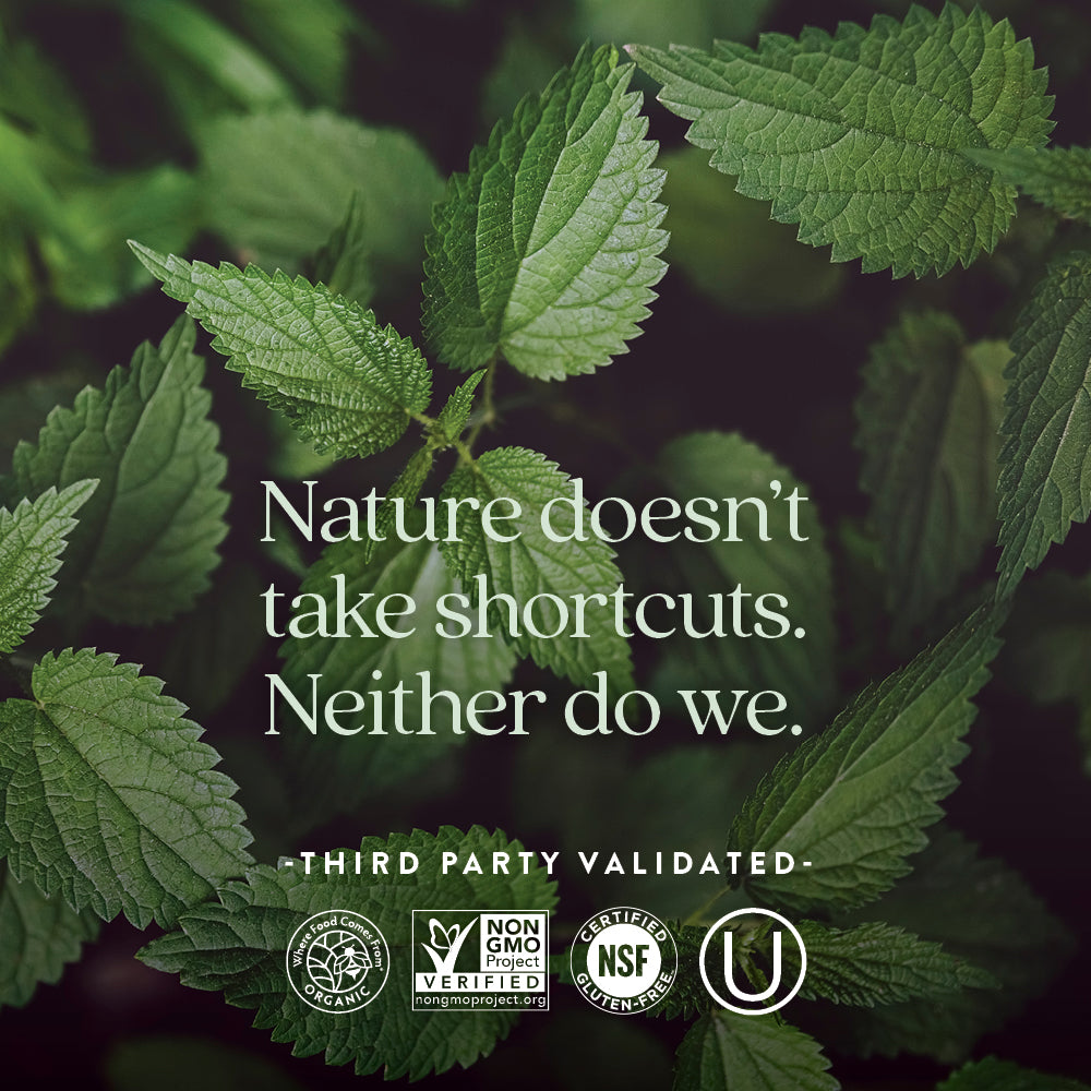 Where Food Comes From Organic Certified, Non-GMO Project Verified, NSF Certified Gluten-Free, Kosher Certified