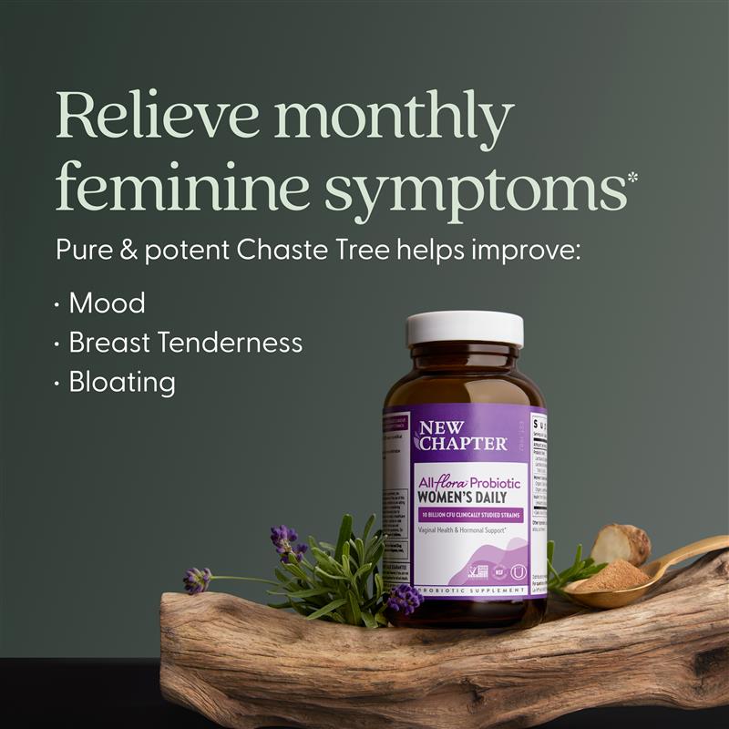 Relieves monthly feminine symptoms* Pure & potent Chaste Tree helps improve: Mood, Breast Tenderness, Bloating