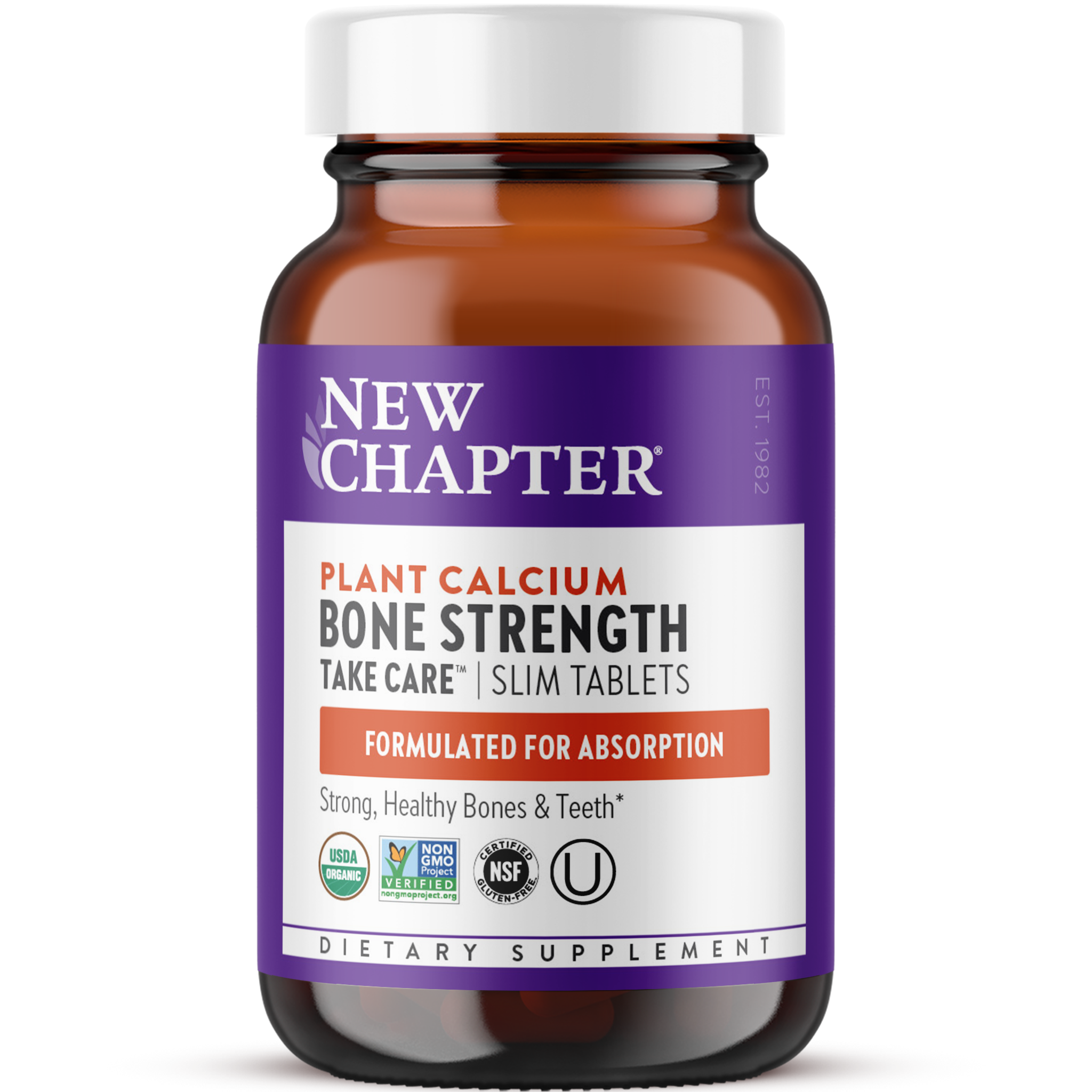 New Chapter Plant Calcium bone strength supplement bottle background