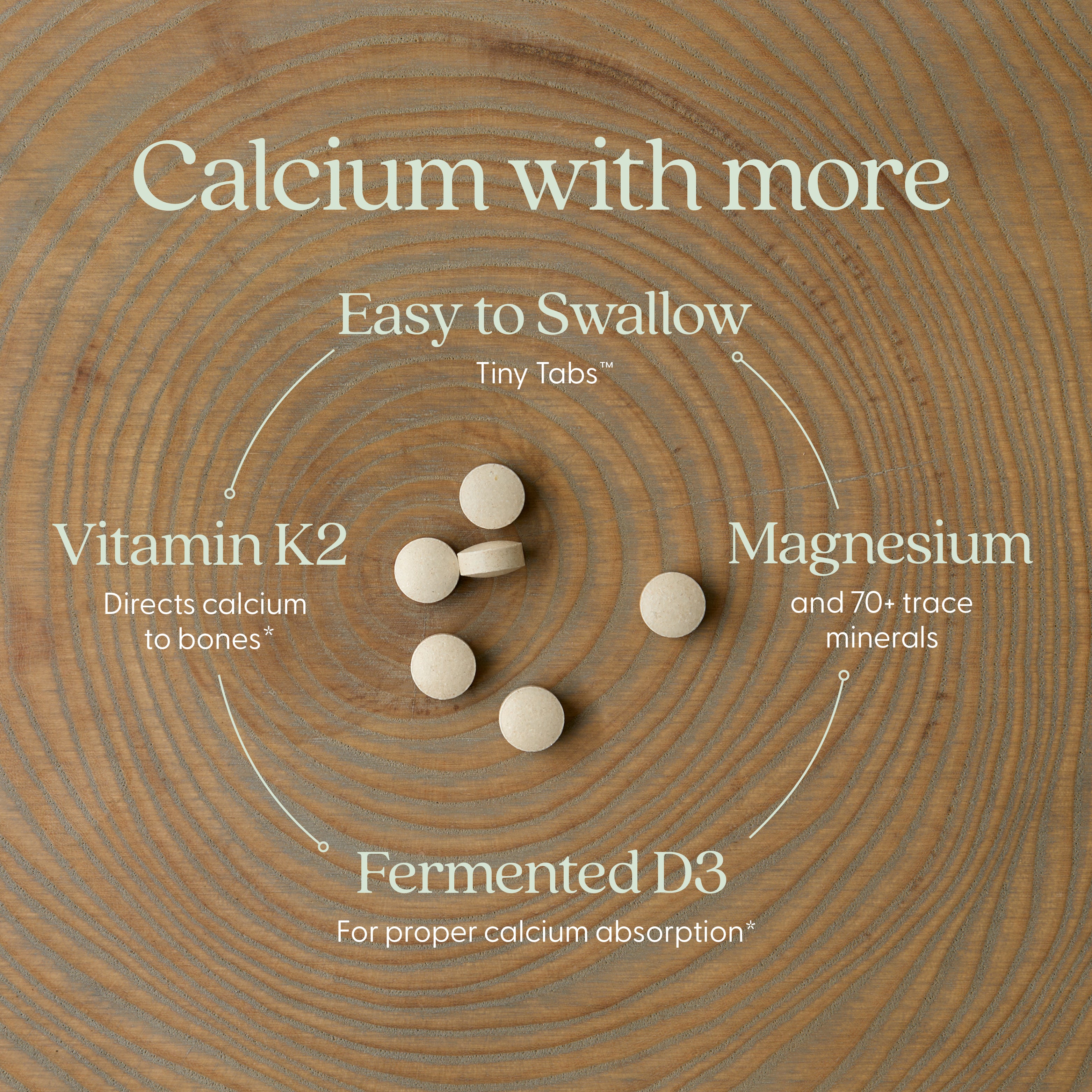 Calcium with more, Easy to Swallow, Vitamin k2, Magnesium, Fermented D3
