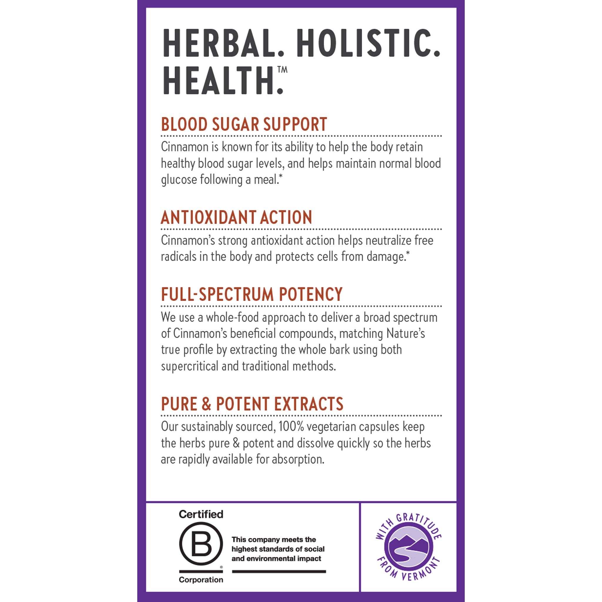 Herbal. Holistic. Health. Blood Sugar Support, Antioxidant Action, Full-Spectrum Potency, Pure & Potent Extracts