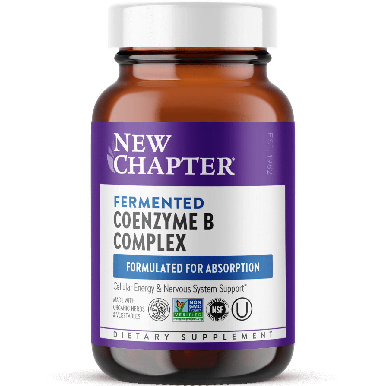 Bottle of Fermented Coenzyme B Complex, cellular energy & Nervous system support