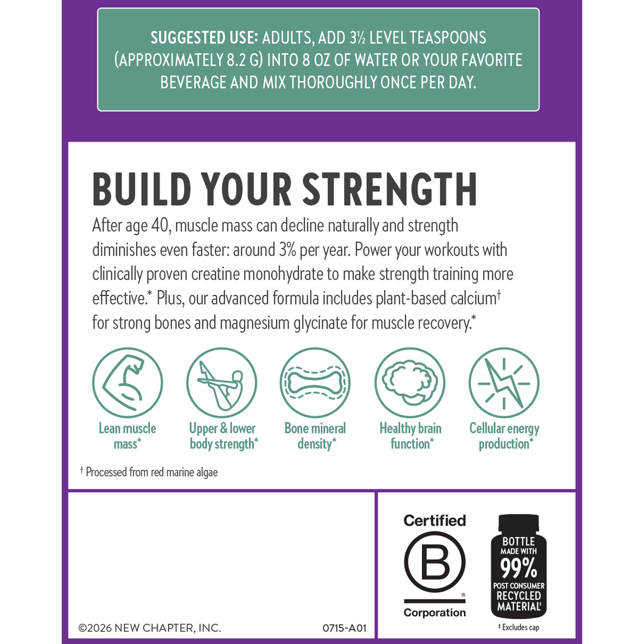 Build Your Strength Lean muscle Mass Upper & lower body strength Bone Mineral density healthy brain function Cellular energy production