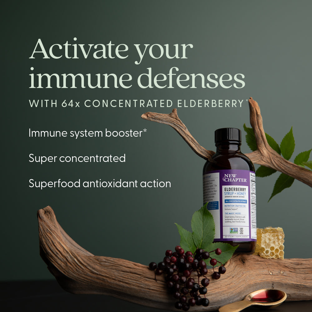 Activate your immune defenses with 64x concentrated elderberry. Immune system booster* Super concentrated. Superfood antioxidant action