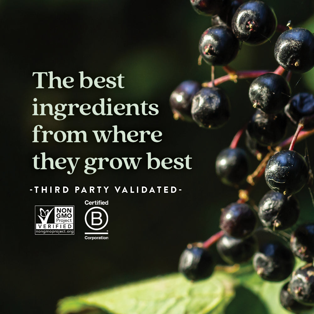 Third party validated. Non-GMO Project Verified. Certified B Corporation