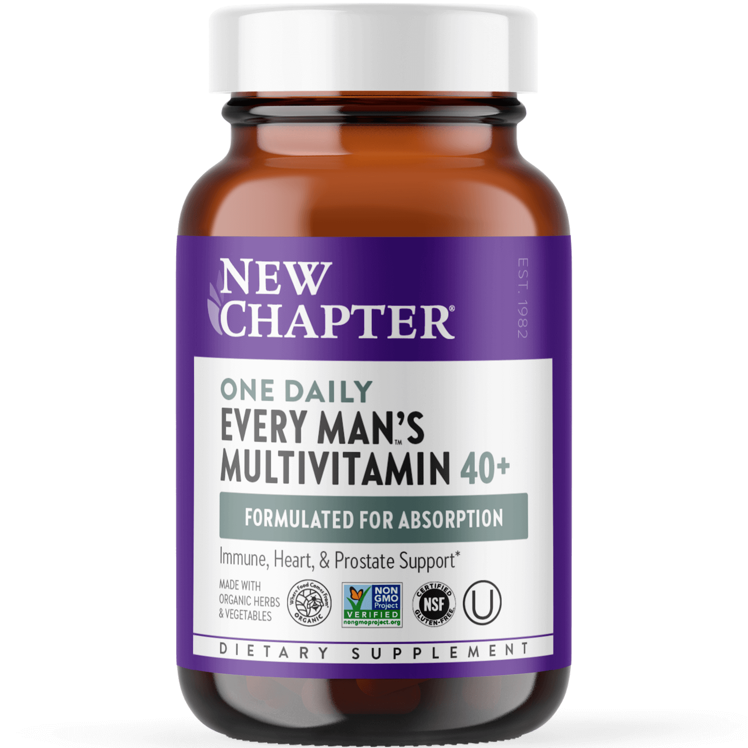 Bottle of One daily every man's multivitamin 40+, immune, heart & prostate support