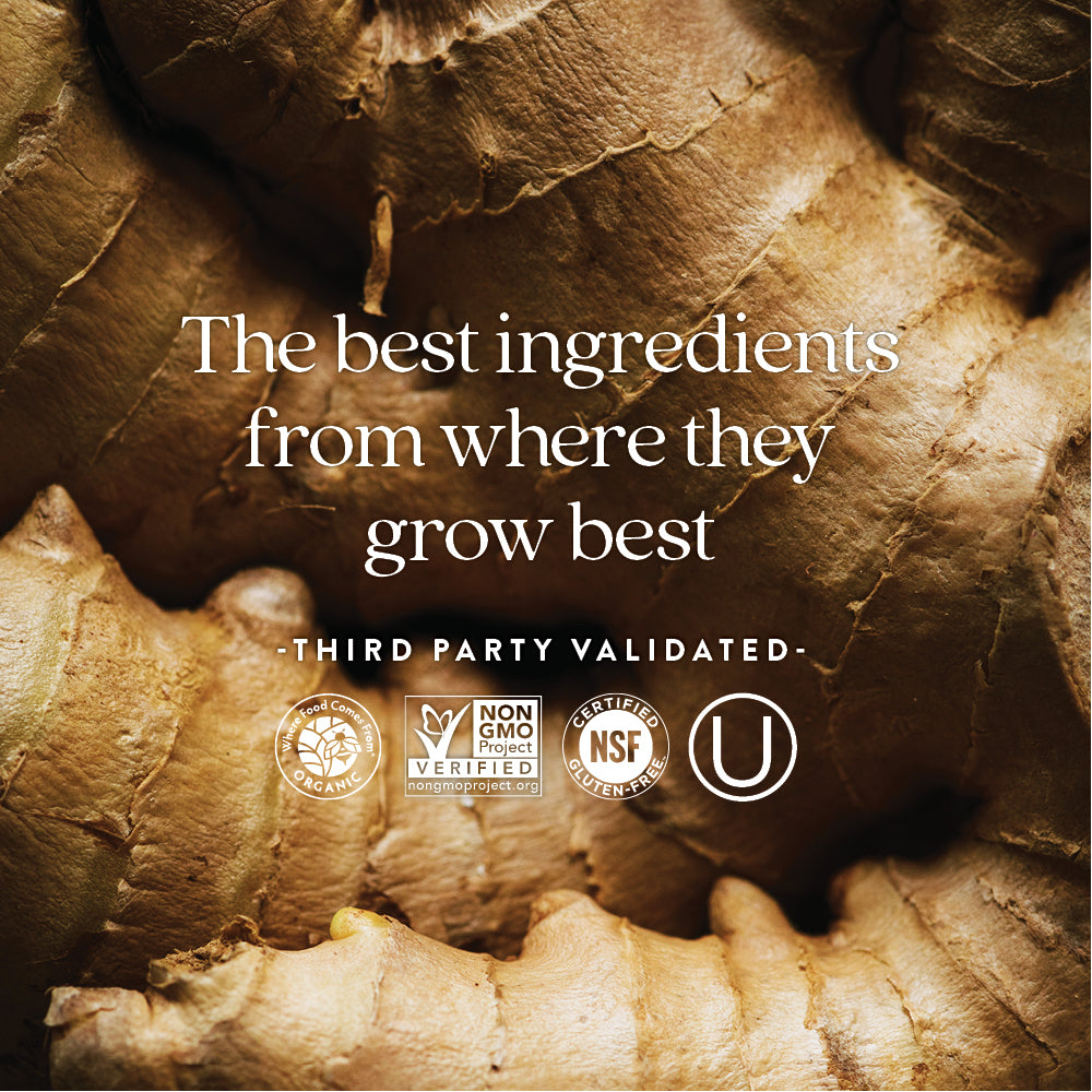 Where Food Comes From Organic Certified, Non-GMO Project Verified, NSF Certified Gluten-Free, Kosher Certified