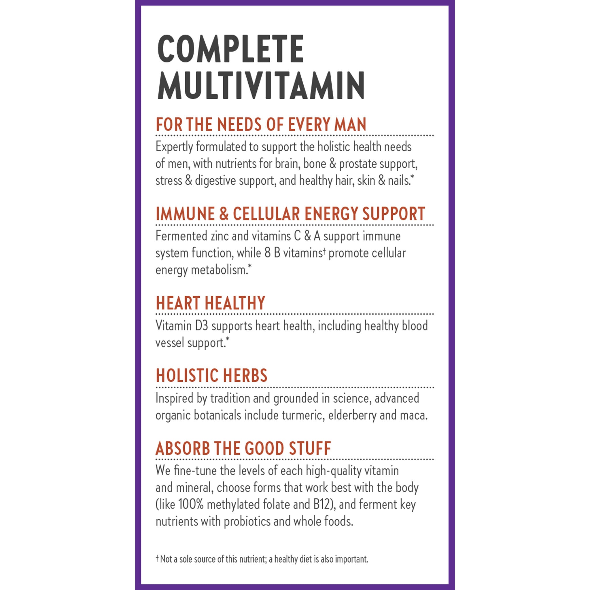 Complete Multivitamin, Fr the Needs of Every Man, Immune & Cellular Energy Support, Heart Healthy, Holistic Herbs, Absorb the Good Stuff