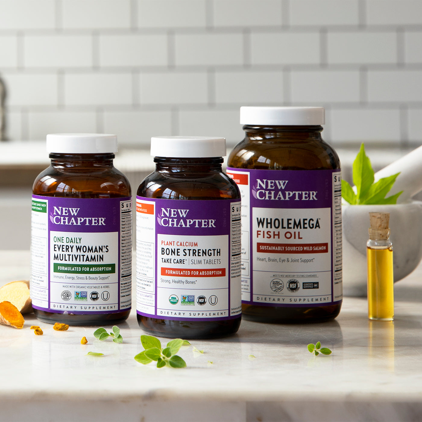 Every Woman One Daily Multivitamin, Bone Strength Plant Calcium & Wholemega Fish Oil