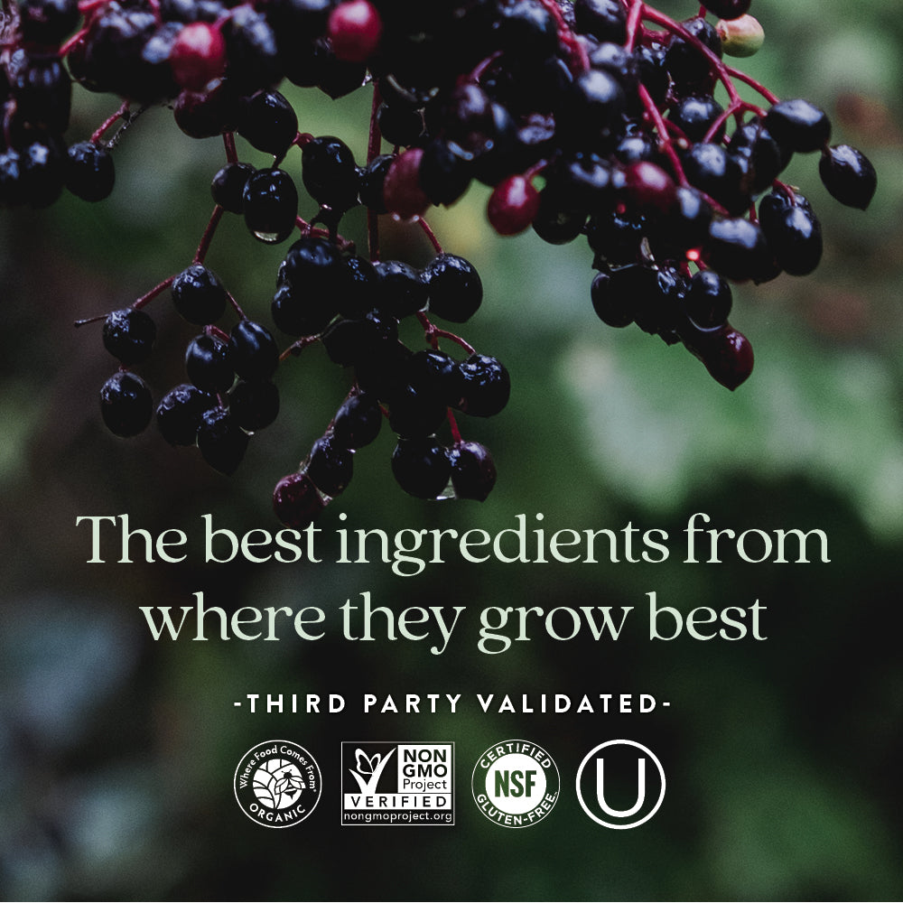 Where Food Comes From Organic Certified, Non-GMO Project Verified, NSF Certified Gluten-Free, Kosher Certified