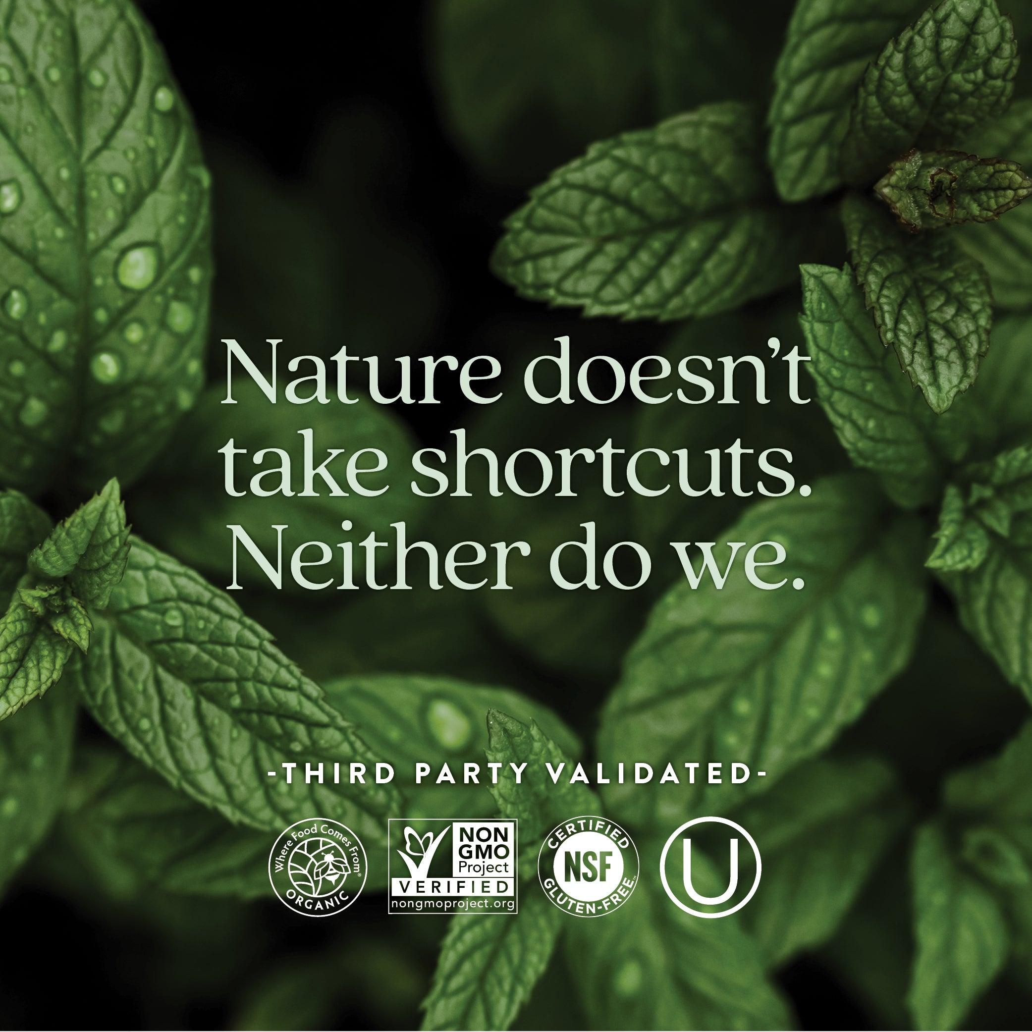 Where Food Comes From Organic Certified, Non-GMO Project Verified, NSF Certified Gluten-Free, Kosher Certified