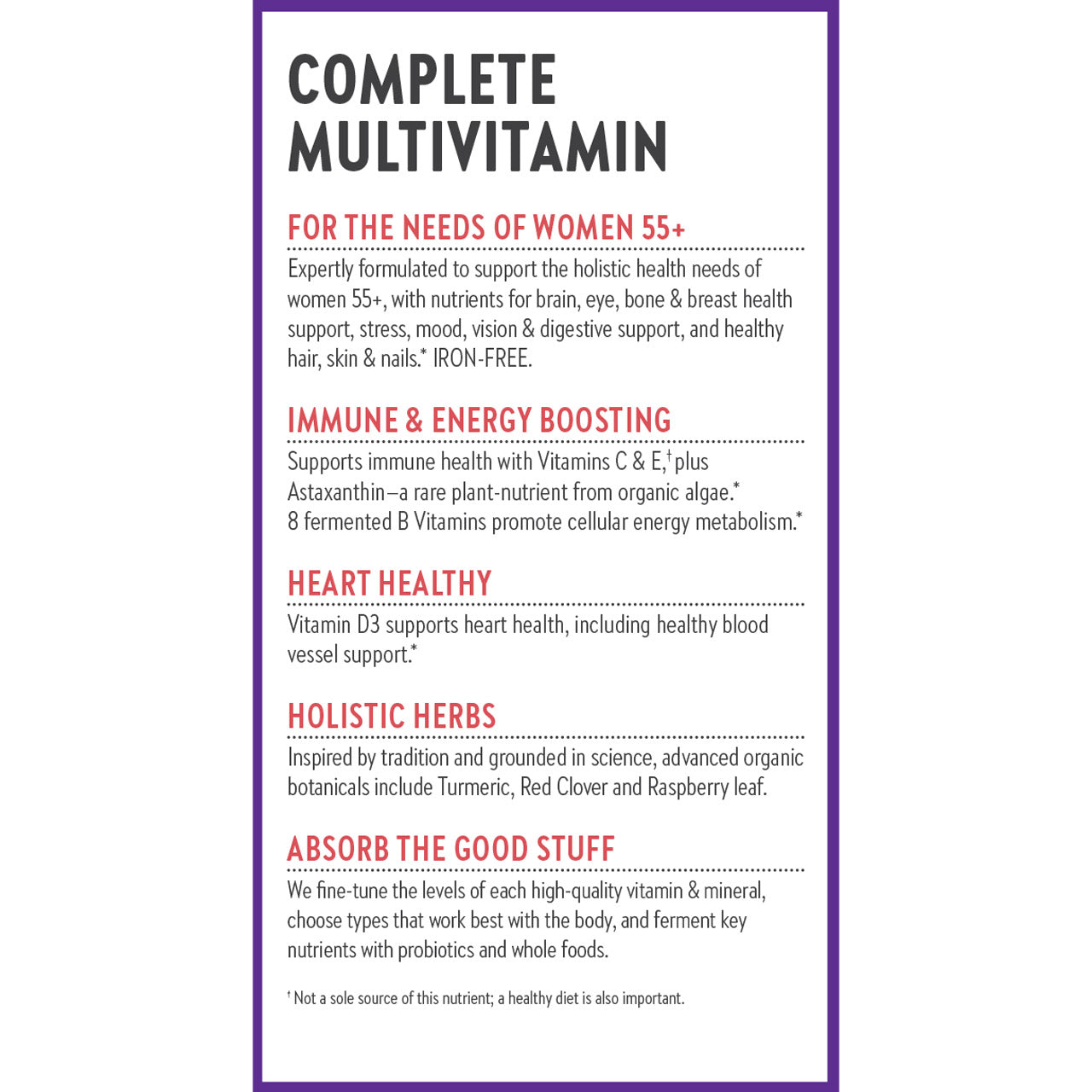 For the Needs of Women 55+, Immune & Energy Boosting, Heart Healthy, Holistic Herbs