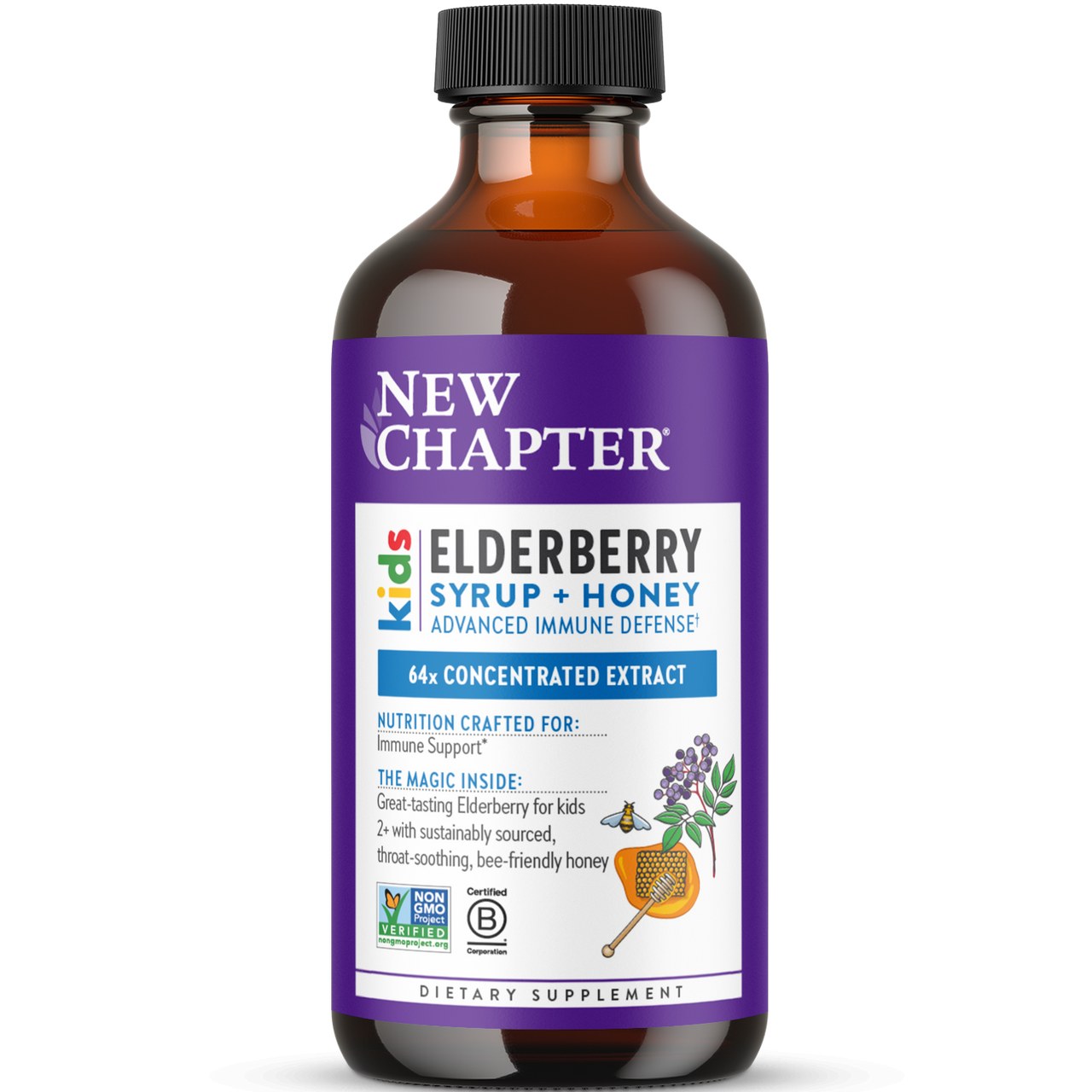New Chapter Kids Elderberry Syrup + Honey Advanced Immune Defense