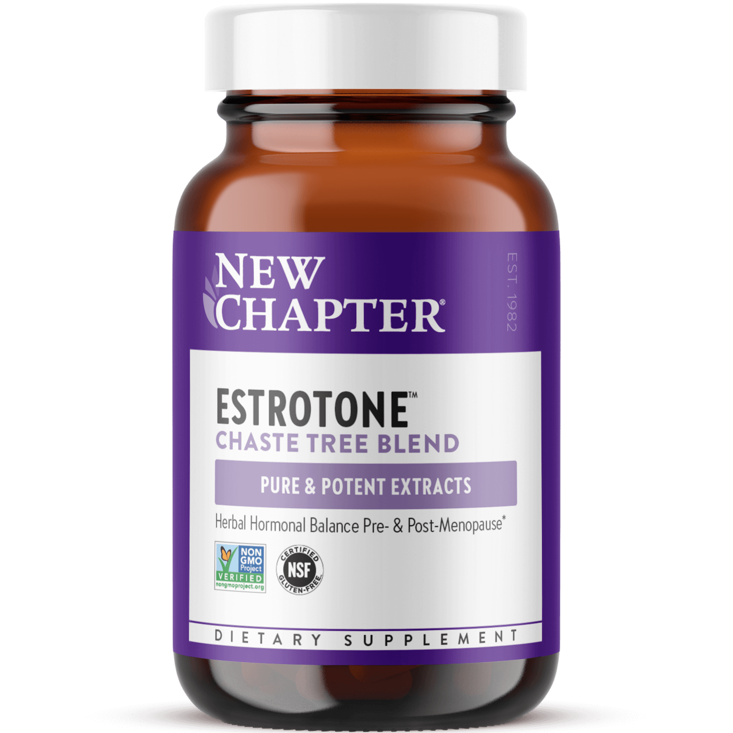 Bottle of New Chapter Estrotone Chaste Tree Blend supplement