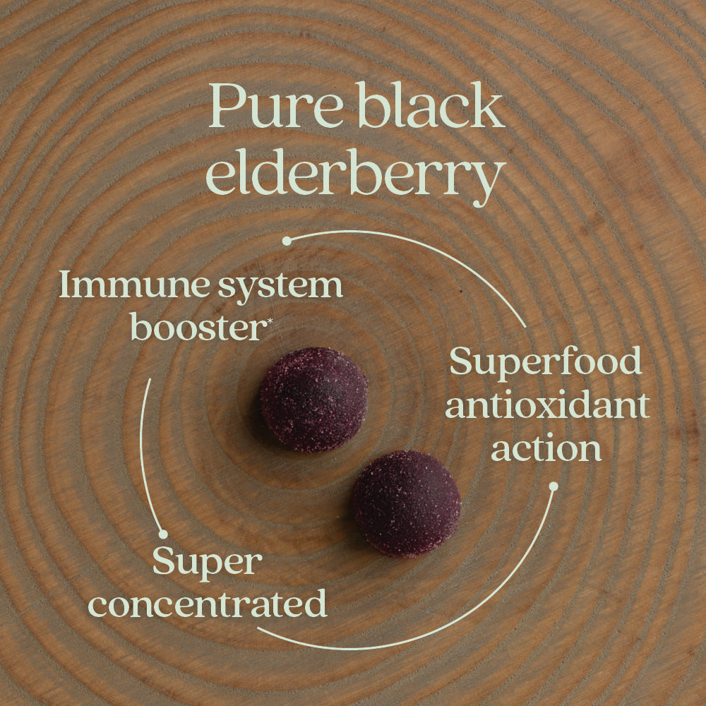 Pure black elderberry. Immune system booster. Superfood antioxidant action. Super concentrated