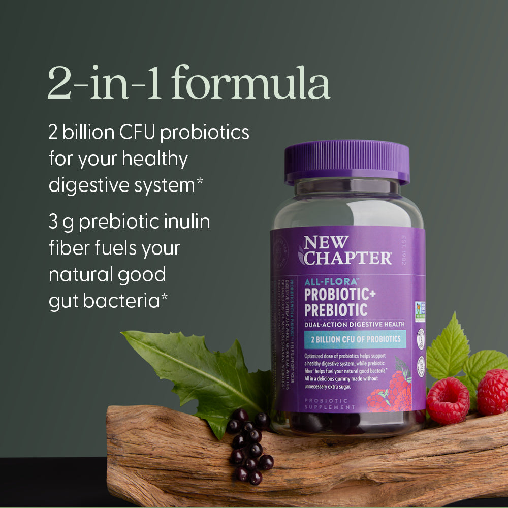 2 billion CFU probiotics for healthy digestive system, 3g prebiotic inulin fiber fuels your natural good gut bacteria