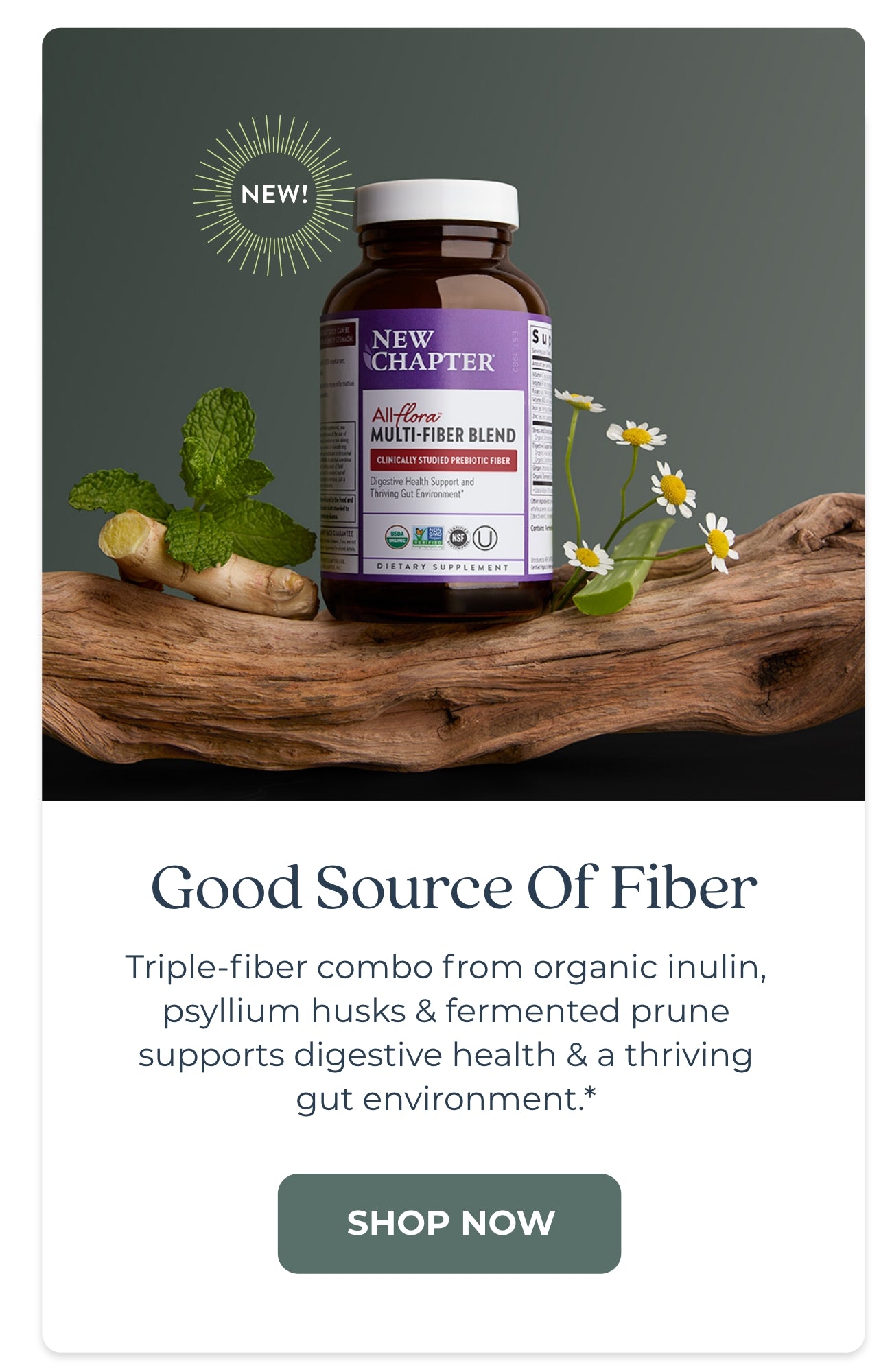 All-Flora Multi-Fiber Blend, Good Source of Fiber, Triple-fiber combo from organic inulin, psyllium husks & fermented prune supports digestive health & a thriving gut environment