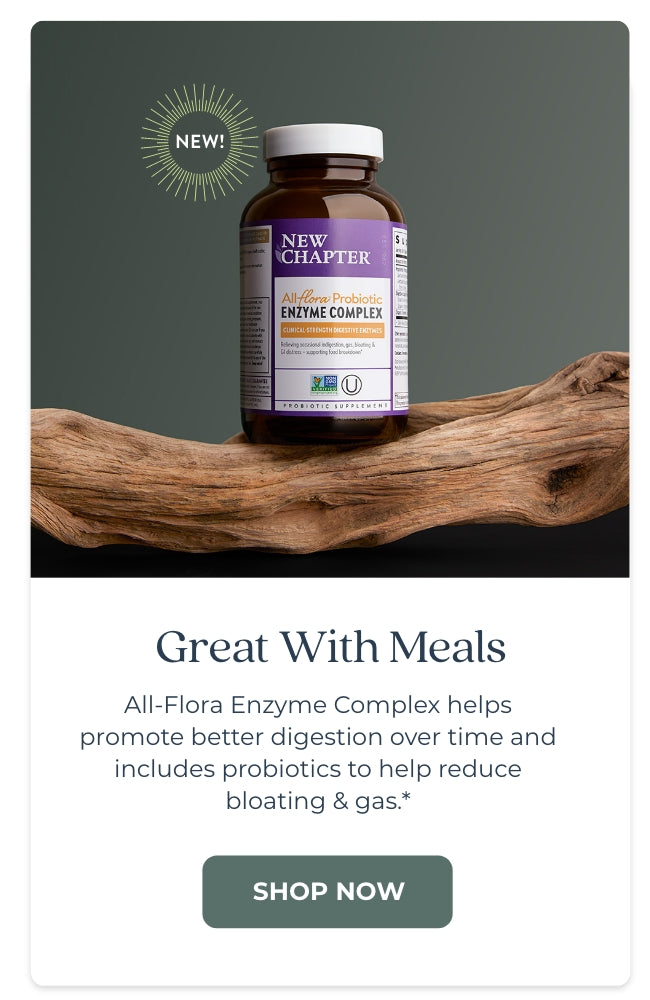 great with meals all-flora enzyme complex helps promote better digestion over time and includes probiotics to help reduce bloating & gas.*
