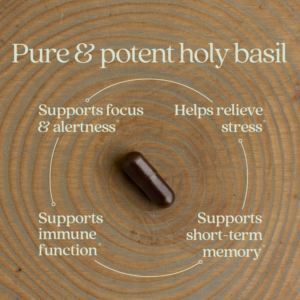 Supports focus & alertness, helps relieve stress, supports immune function, supports short-term memory