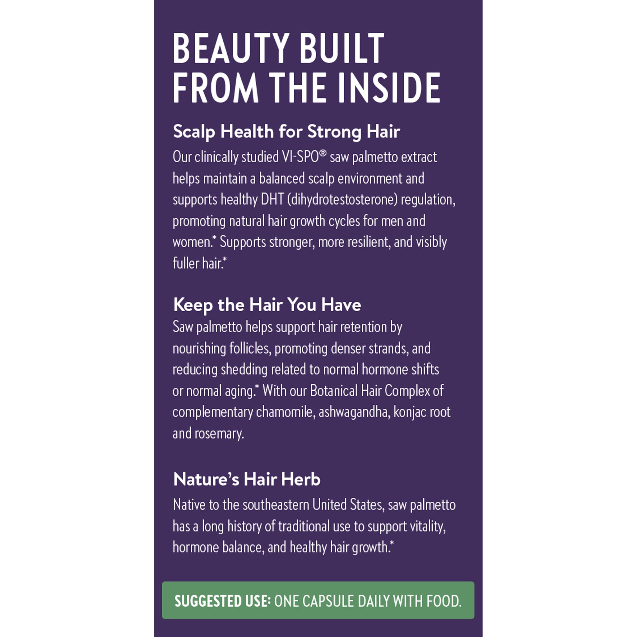 Beauty Built from the Inside, Scalp Health for Strong Hair, Keep the Hair You Have, Nature's Hair Herb