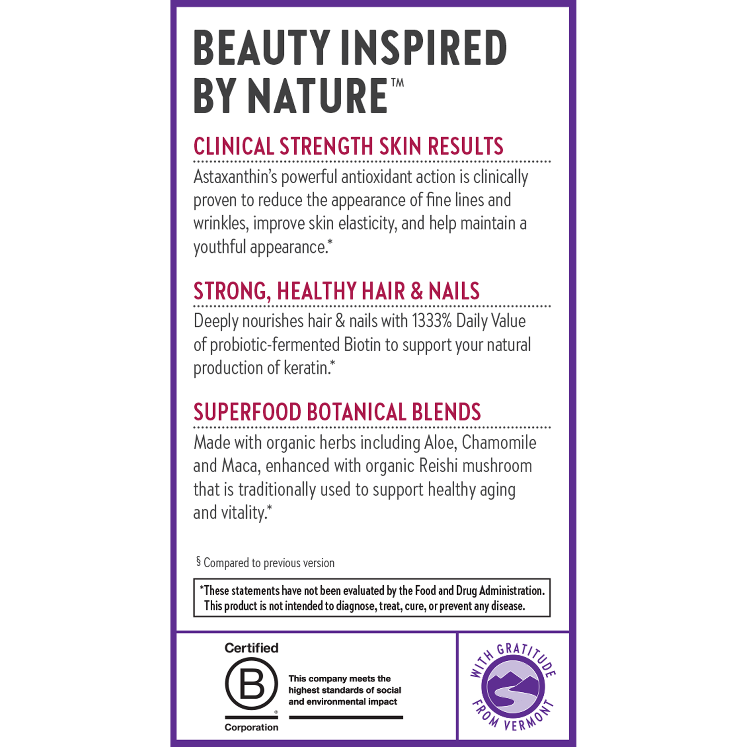 Clinical Strength Skin Results, Strong, Healthy Hair & Nails, Superfood Botanical Blends