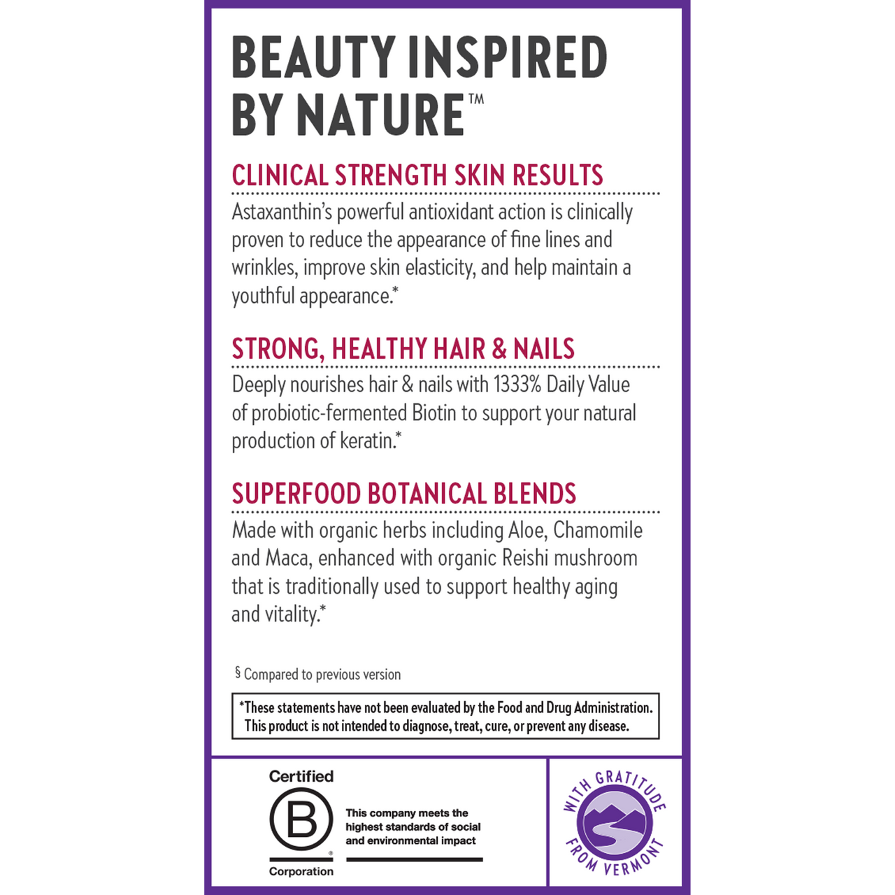 Clinical Strength Skin Results, Strong, Healthy Hair & Nails, Superfood Botanical Blends