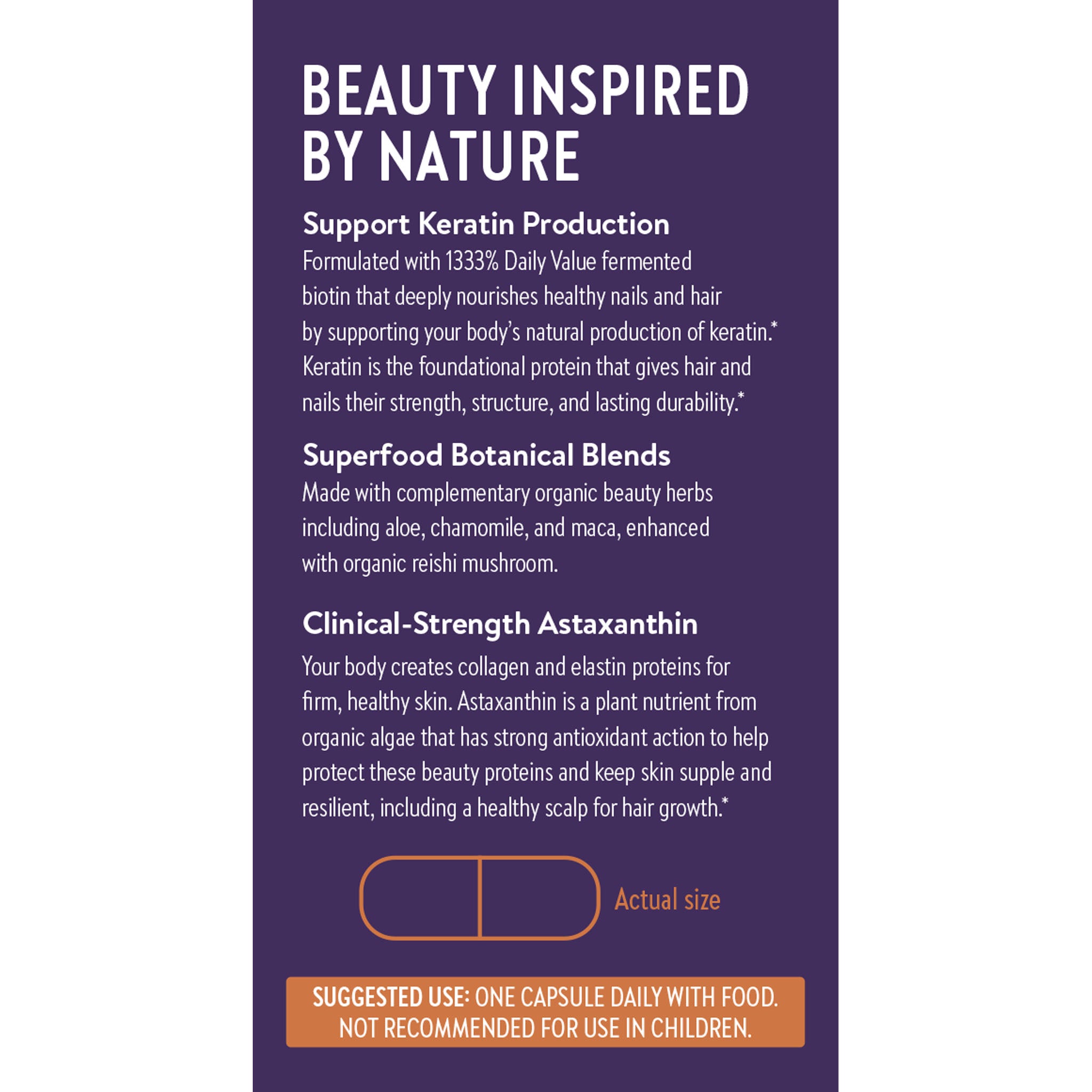 Beauty Inspired By Nature, Support Keratin Production, Superfood Botanical Blends, Clinical-Strength Astaxanthin