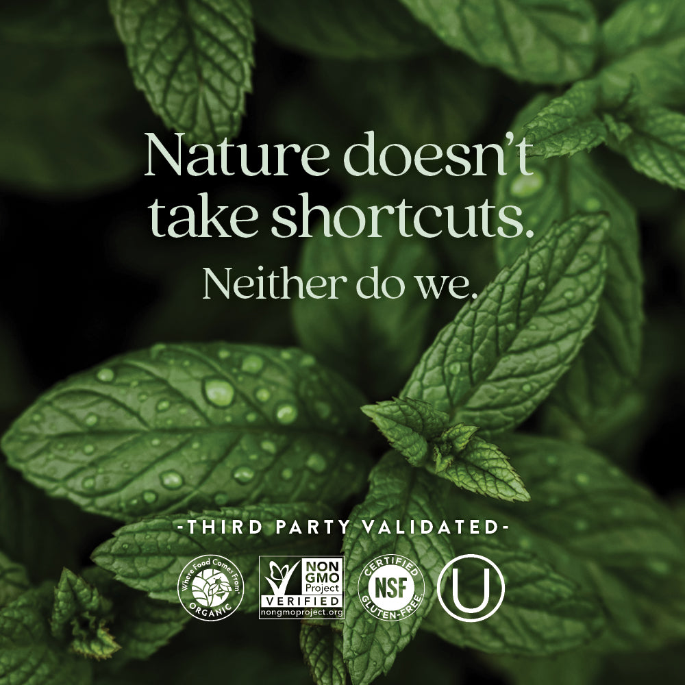 Where Food Comes From Organic Certified, Non-GMO Project Verified, NSF Certified Gluten Free, Kosher Certified