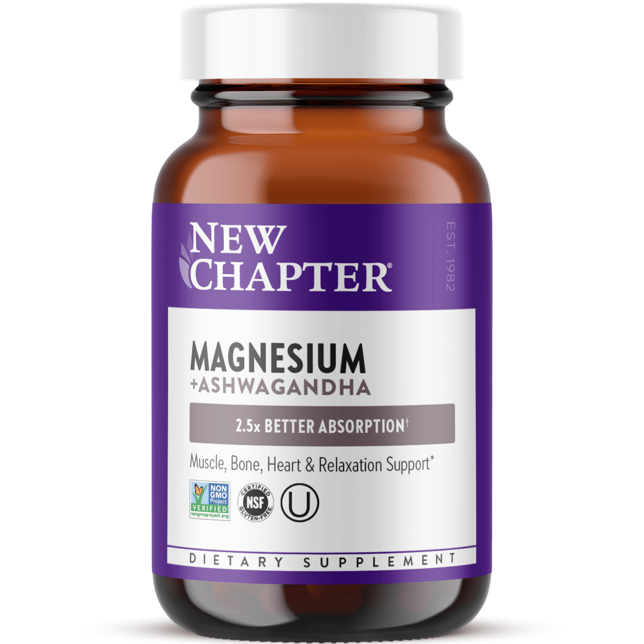 Bottle of New Chapter Magnesium + Ashwagandha