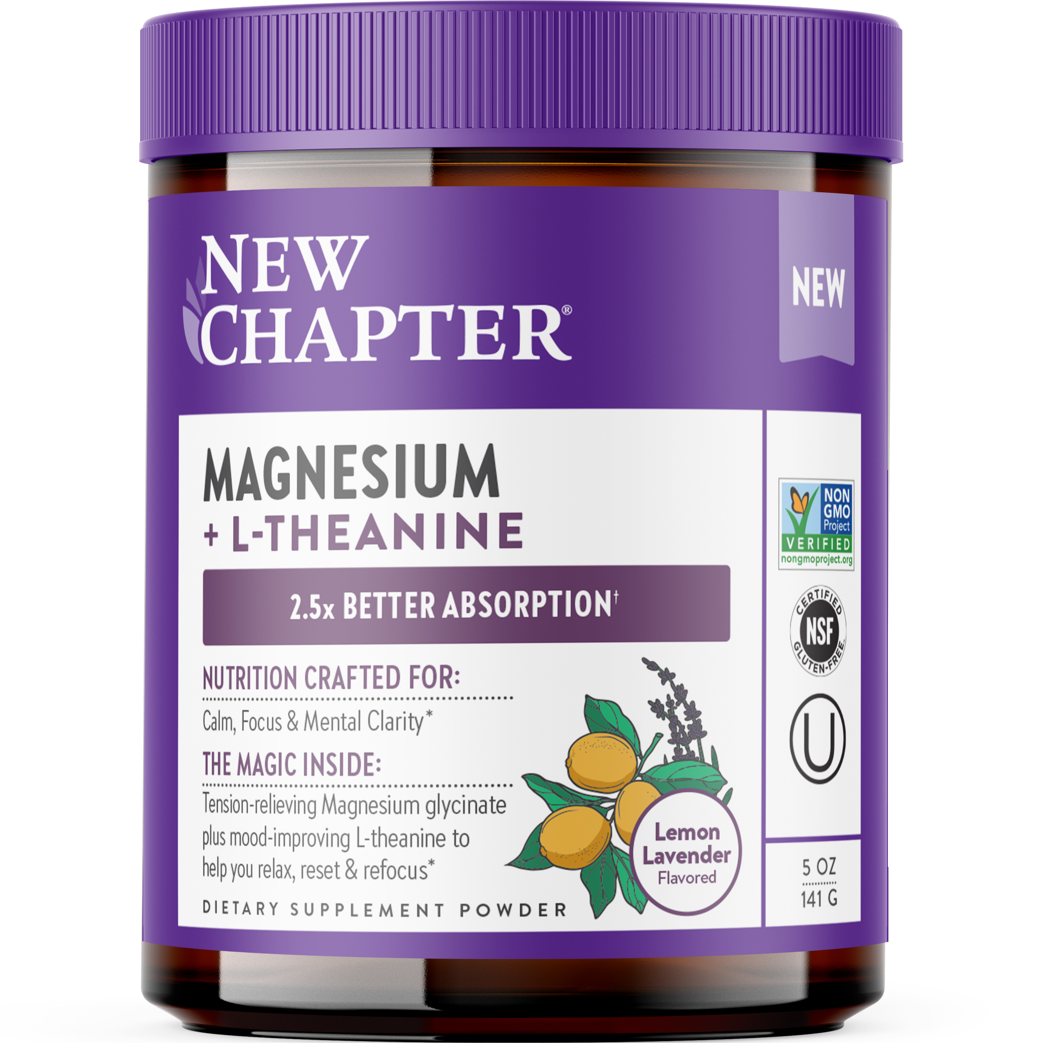 New Chapter Magnesium + L-Theanine Bottle