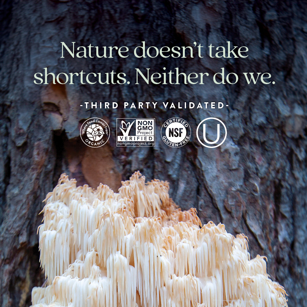 Third party validated. Where food comes from organic. Non-GMO Project verified. Certified NSF gluten-free, Kosher.