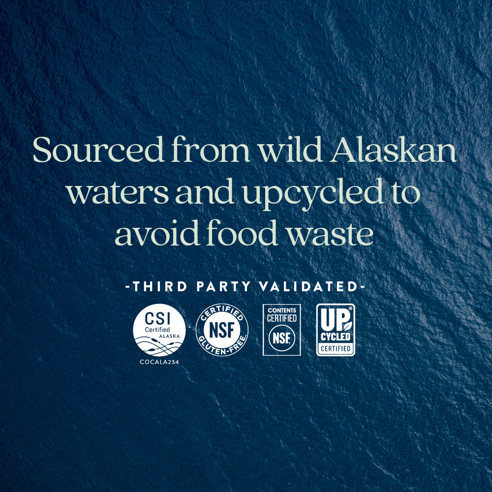 CSI Certified Alaska, NSF Certified Gluten-Free, NSF Contents Certified, Upcycled Certified