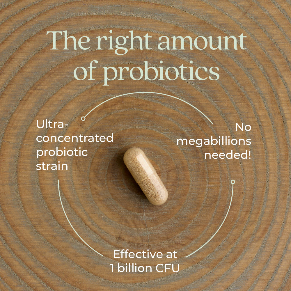Ultra-concentrated probiotic strain, No megabillions needed, effective at 1 billion CFU