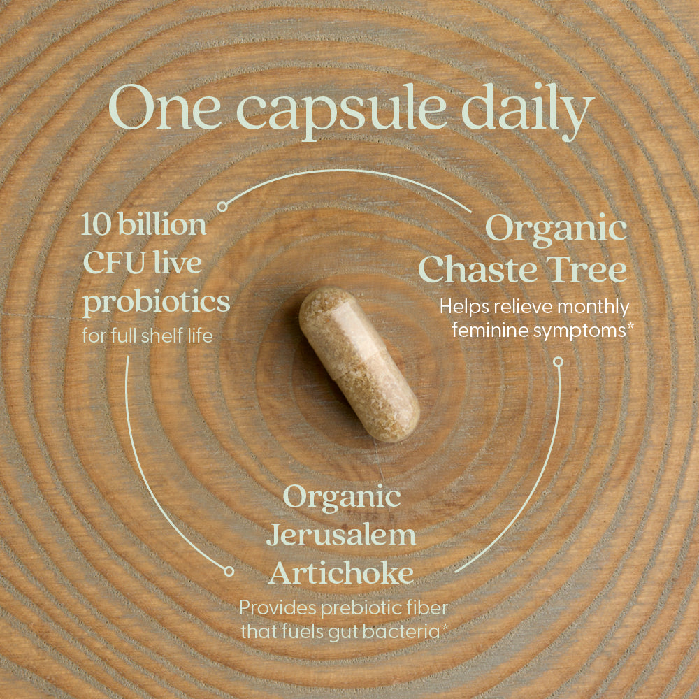 10 billion CFU live probiotics, Organic Chaste Tree, Organic Jerusalem Artichoke