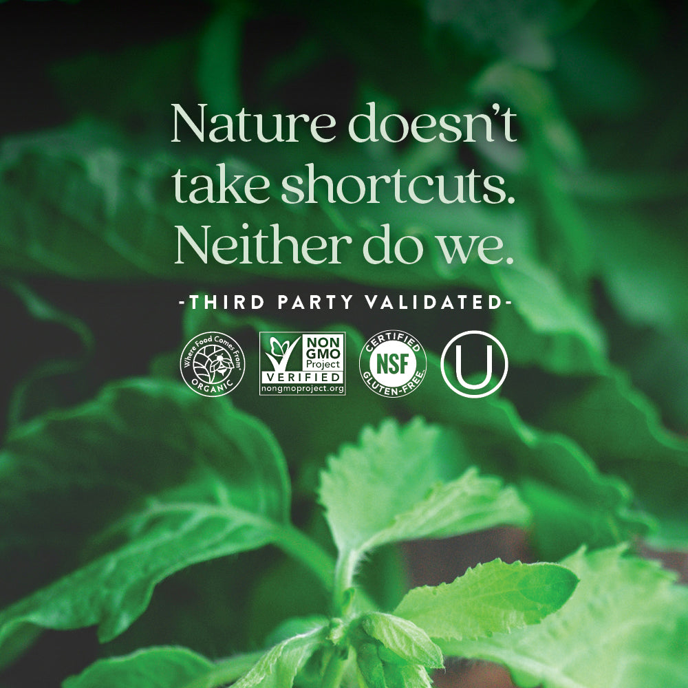 Where Food Comes From, Non-GMO Project Verified, NSF Certified Gluten Free, Kosher Certified