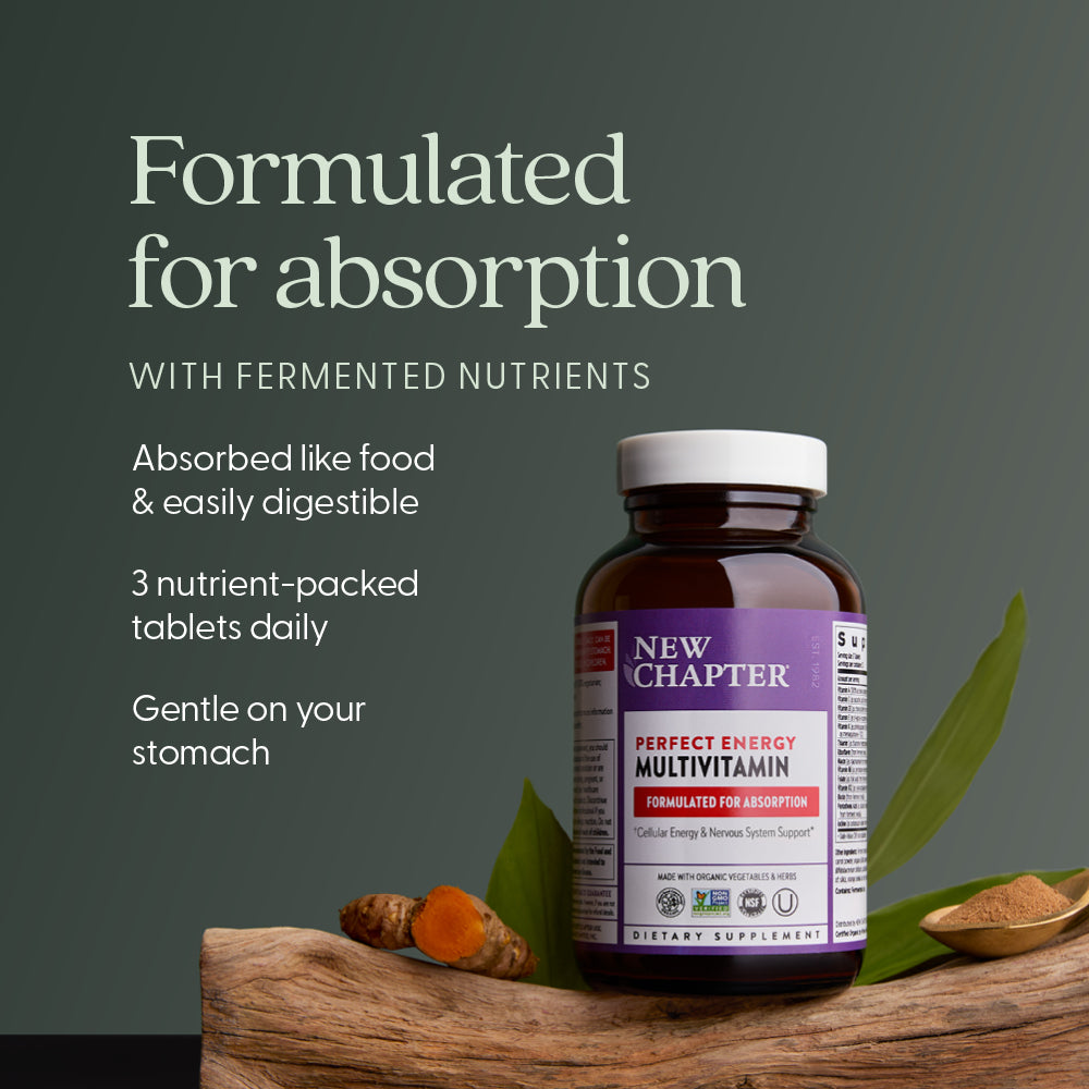 Absorbed like food & easily digestible, 3 nutrient-packed tablets daily, gentle on your stomach