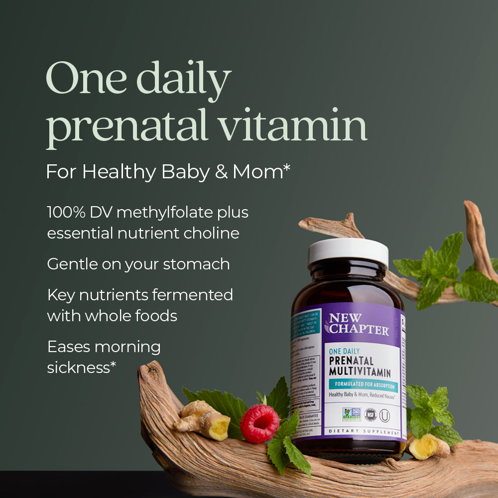 100% DV menthylfolate plus essential nutrient choline, Gentle on your stomach., key nutrients fermented with whole foods, eases morning sickness