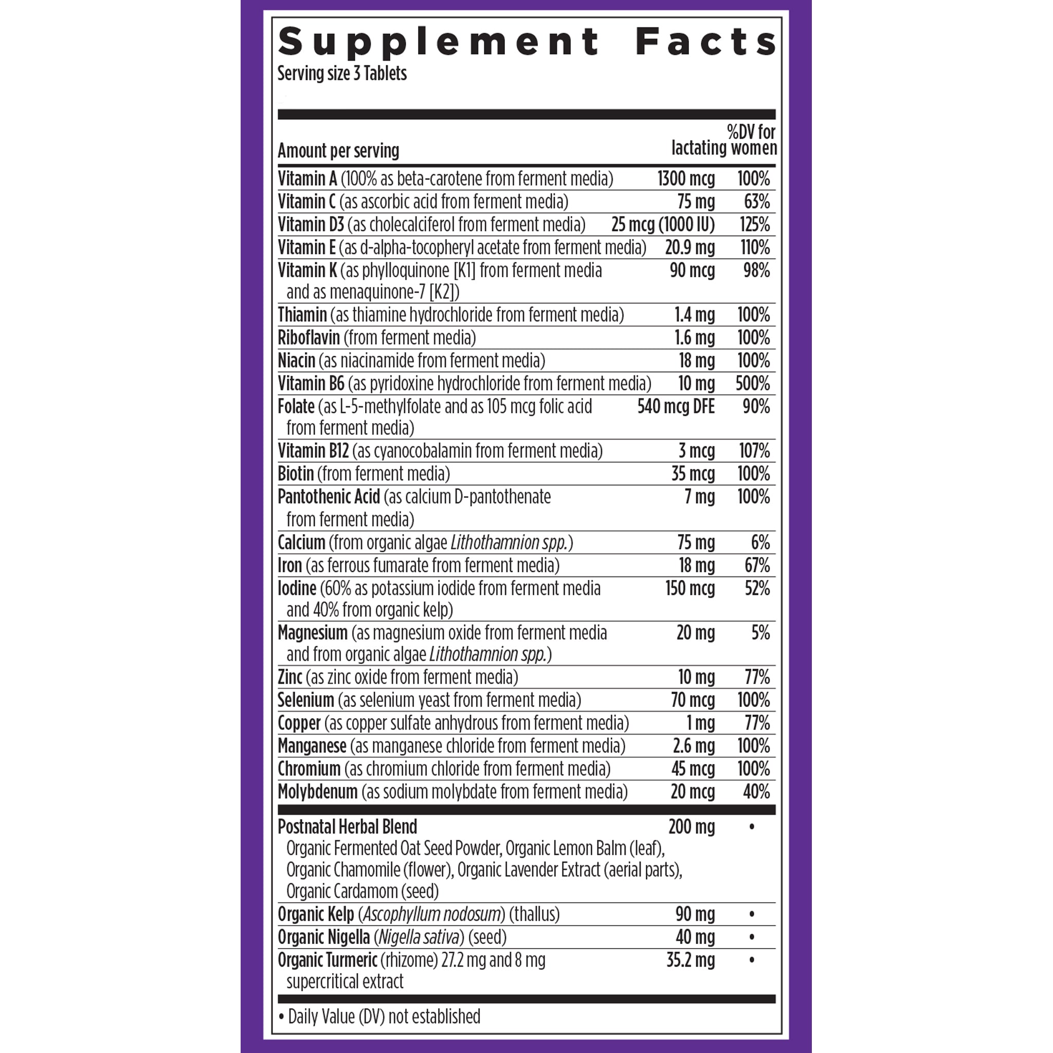 Supplement facts