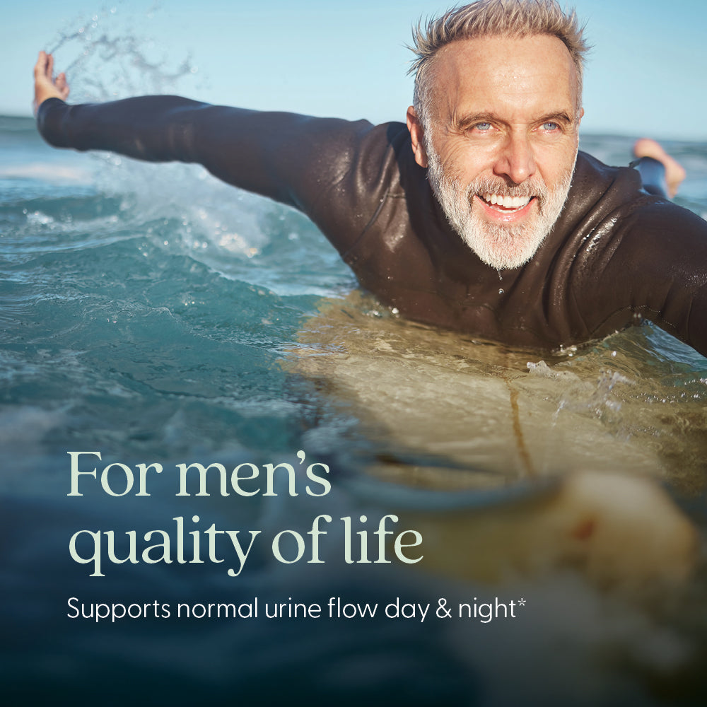 For men's quality of life, supports normal urine flow day & night