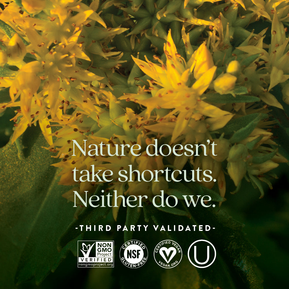 Non-GMO Project Verified, NSF Certified Gluten Free, Certified Vegan & Kosher Certified