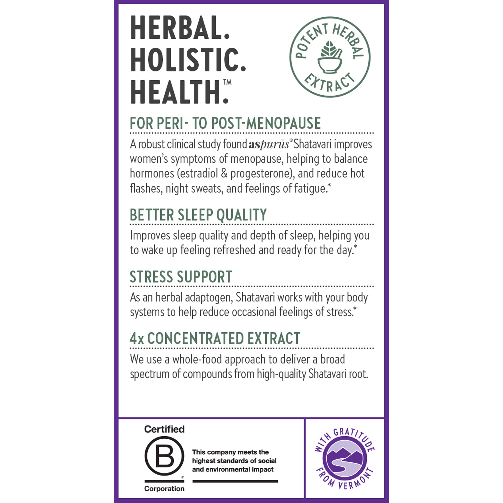 For Peri- to Post-Menopause, better Sleep Quality, Stress Support, 4x Concentrated Extract