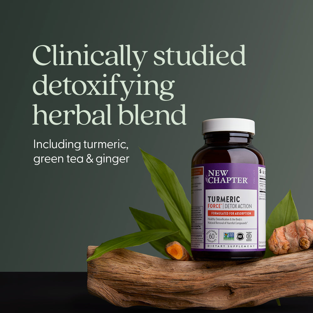 Clinically studied detoxifying herbal blend including turmeric, green tea & ginger