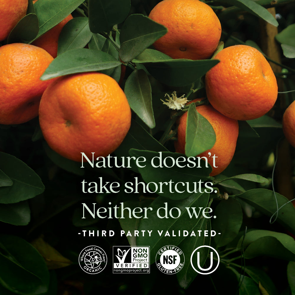 Where Food Comes From Organic, Non-GMO Project Verified, NSF Certified Gluten-Free, Kosher Certified